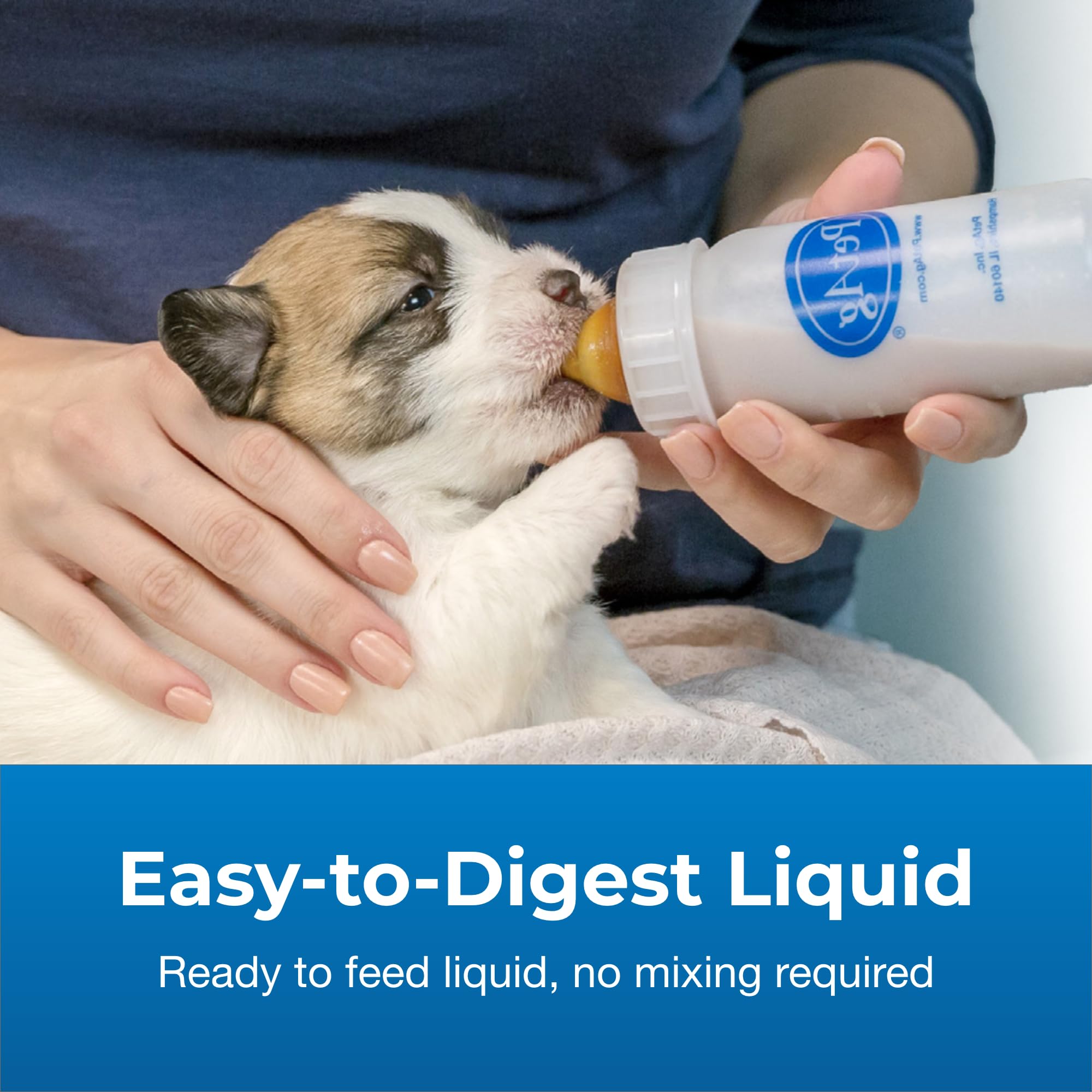 PetLac newborn-puppy nutrition visuals emphasizing milk and vegetable protein blend