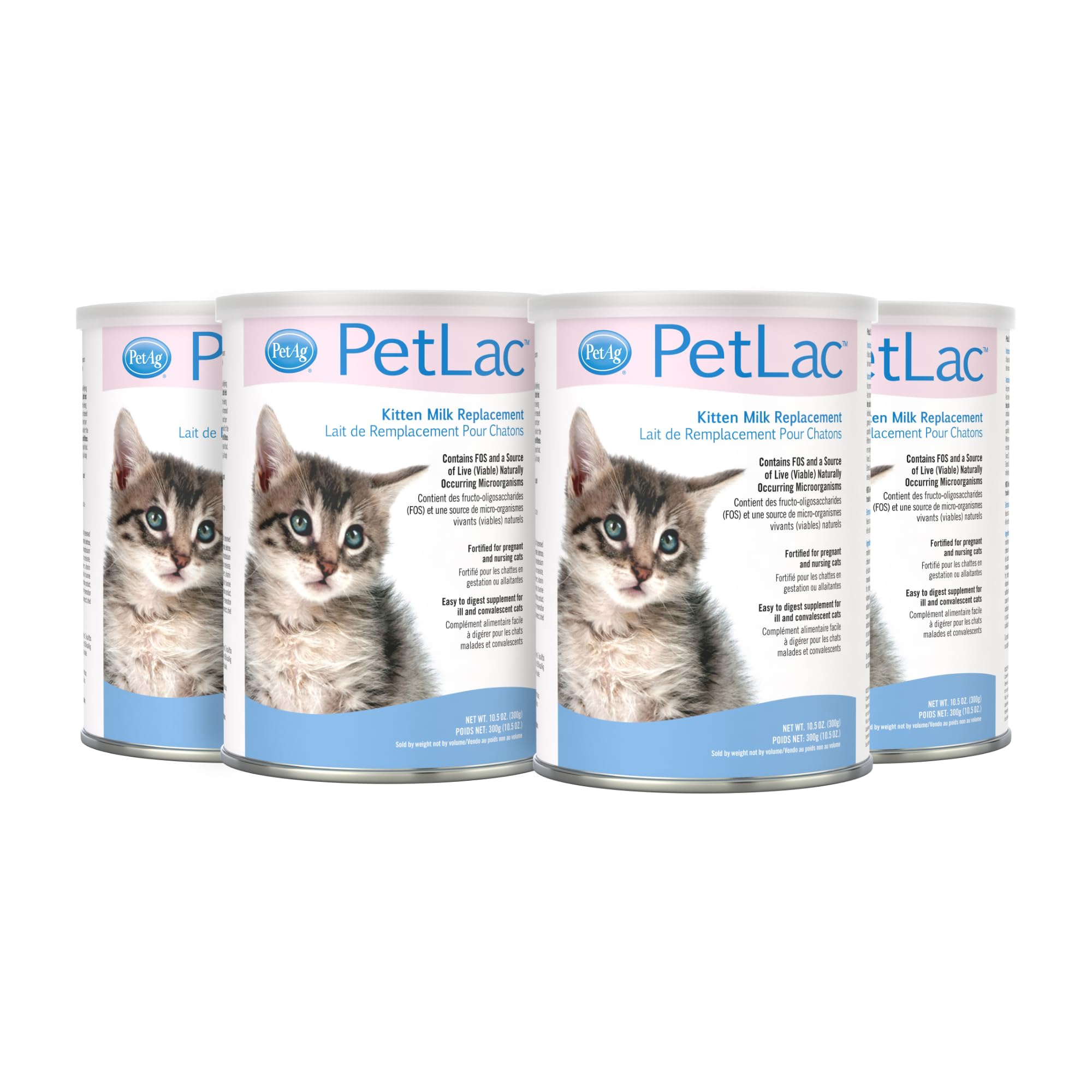 PetLac by PetAg powder tub front highlights kitten nutrition for newborns.