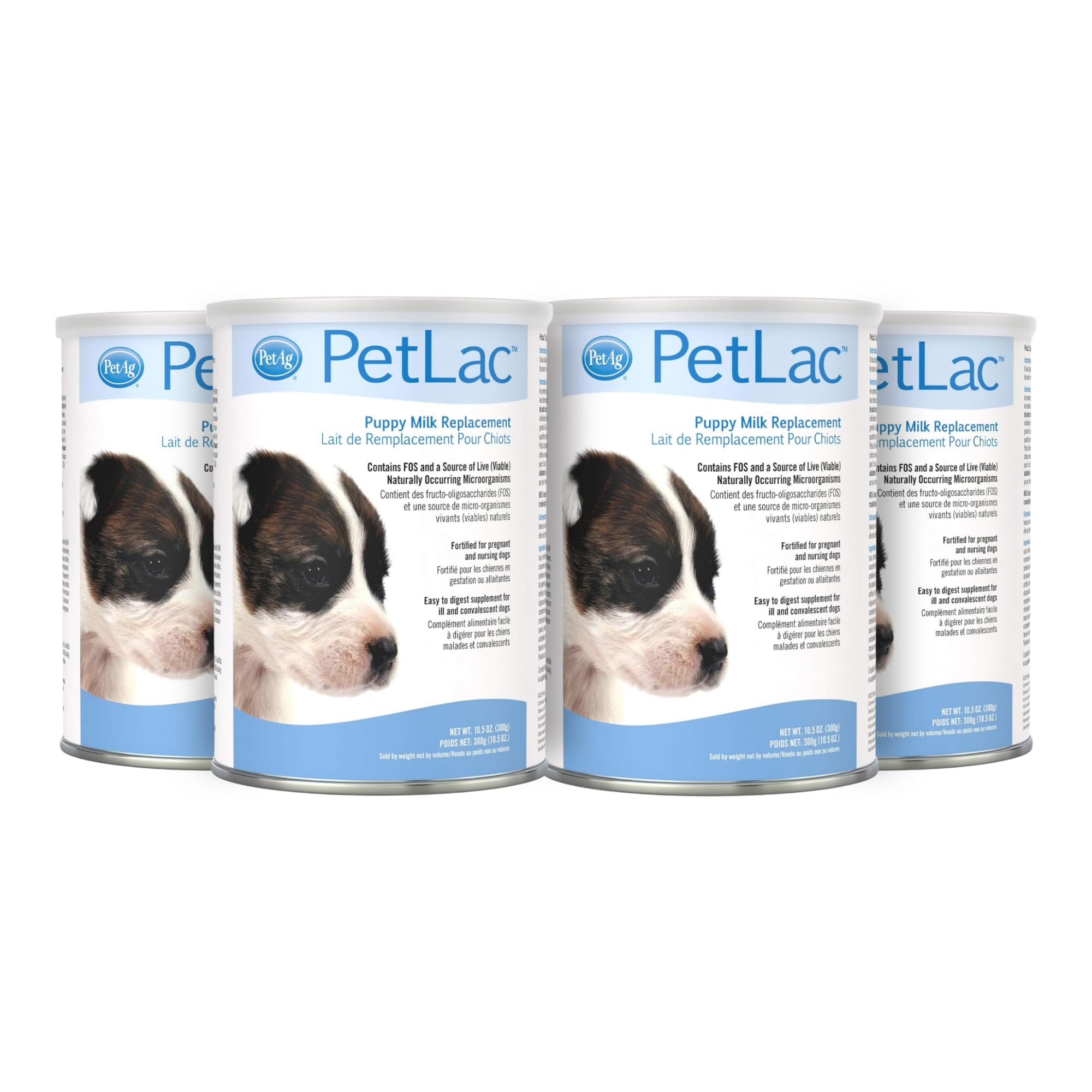 PetLac puppy milk replacement powder tub ready for mixing to support growth.