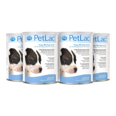 PetLac puppy milk replacement powder tub ready for mixing to support growth.