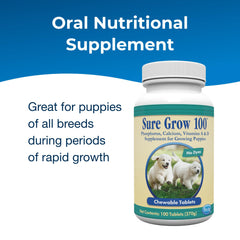 PetAg Sure Grow 100 chewables closeup highlighting liver flavor for puppies