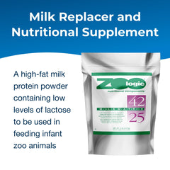 PetAg Zoologic Milk Matrix 42/25 powder close-up highlights powder form for easy mixing.