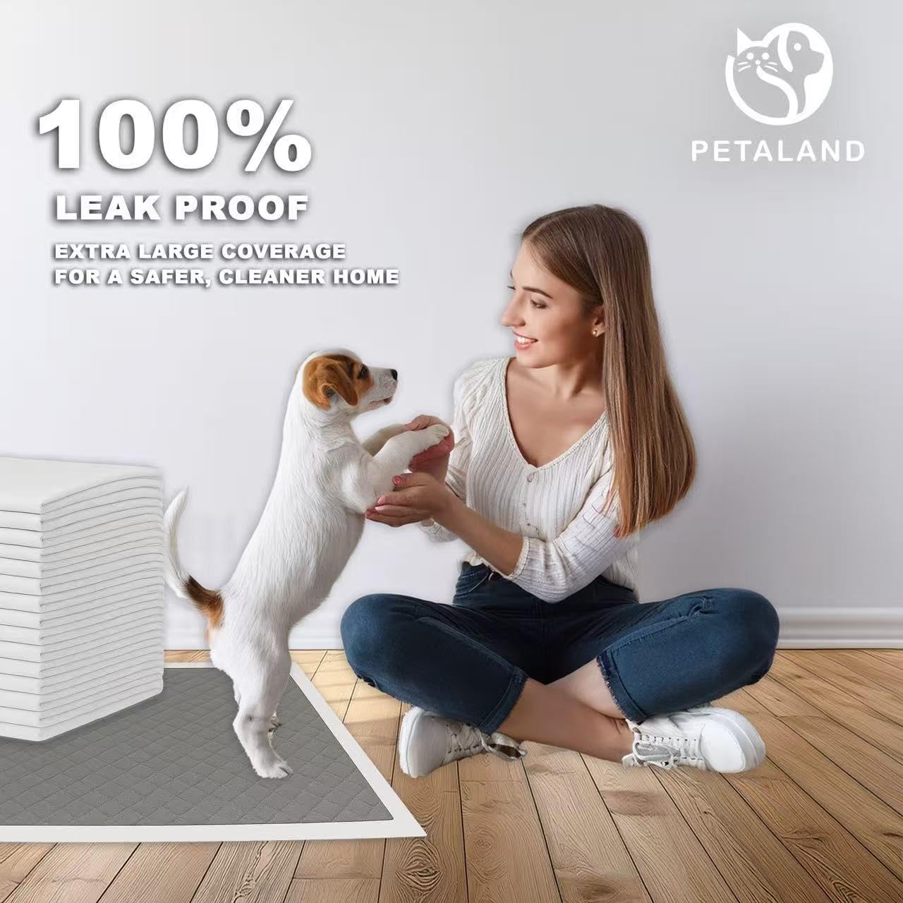 Petaland Charcoal Dog Pads-6-layer-absorbency holds up to 9 cups.