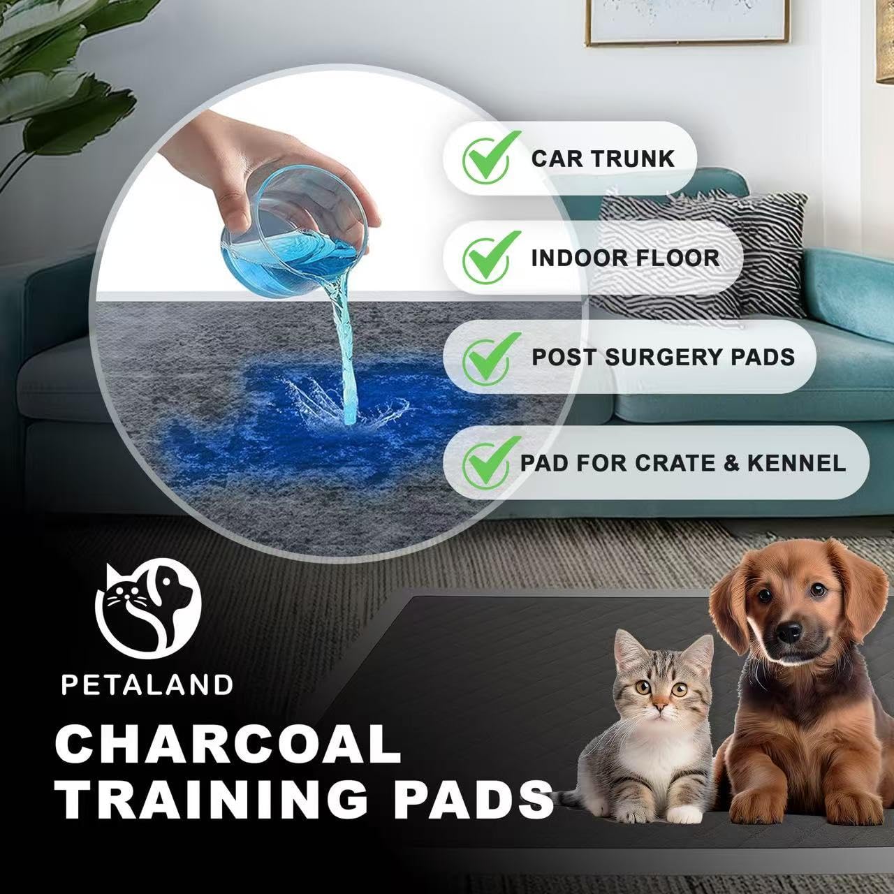 Petaland Charcoal Dog Pads-multi-pet-use suitable for dogs, cats, and rabbits.