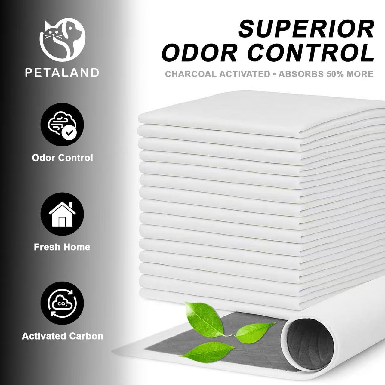 Petaland Charcoal Dog Pads-odor-control-layer neutralizes smells effectively.
