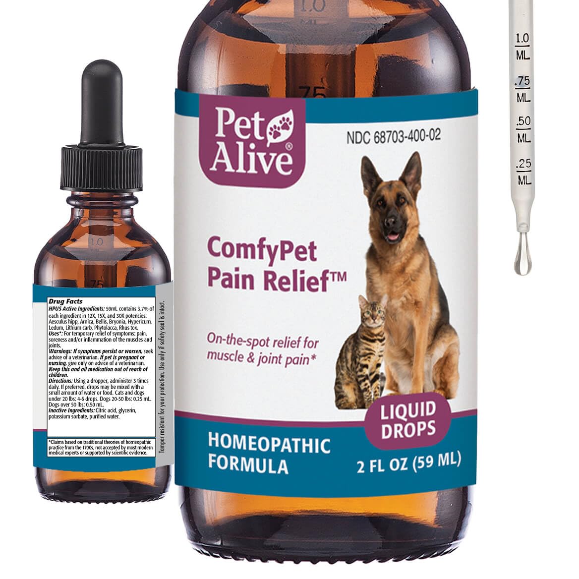 PetAlive ComfyPet pain relief bottle front showing mobility support