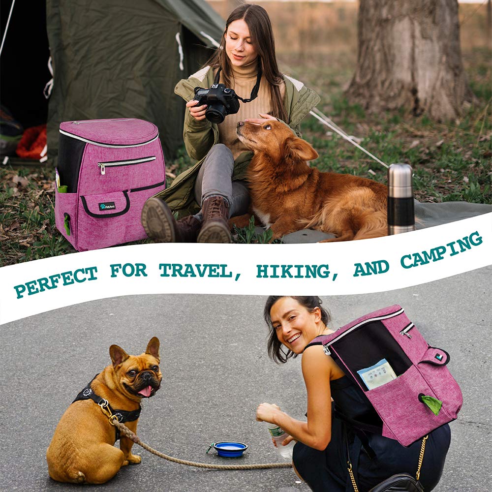 PetAmi 27L dog travel bag shows spacious capacity for food containers and bowls.