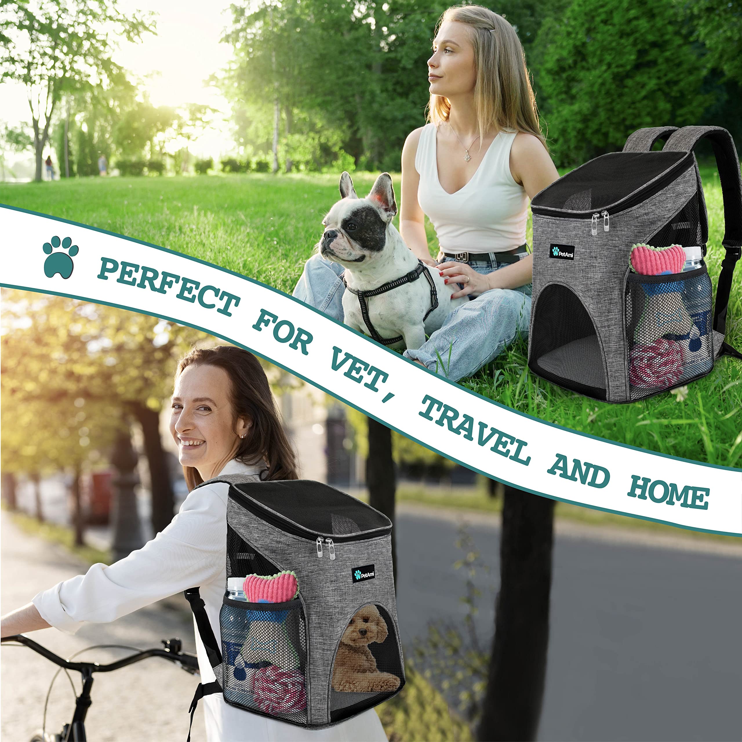 PetAmi adjustable shoulder straps and back support for comfort