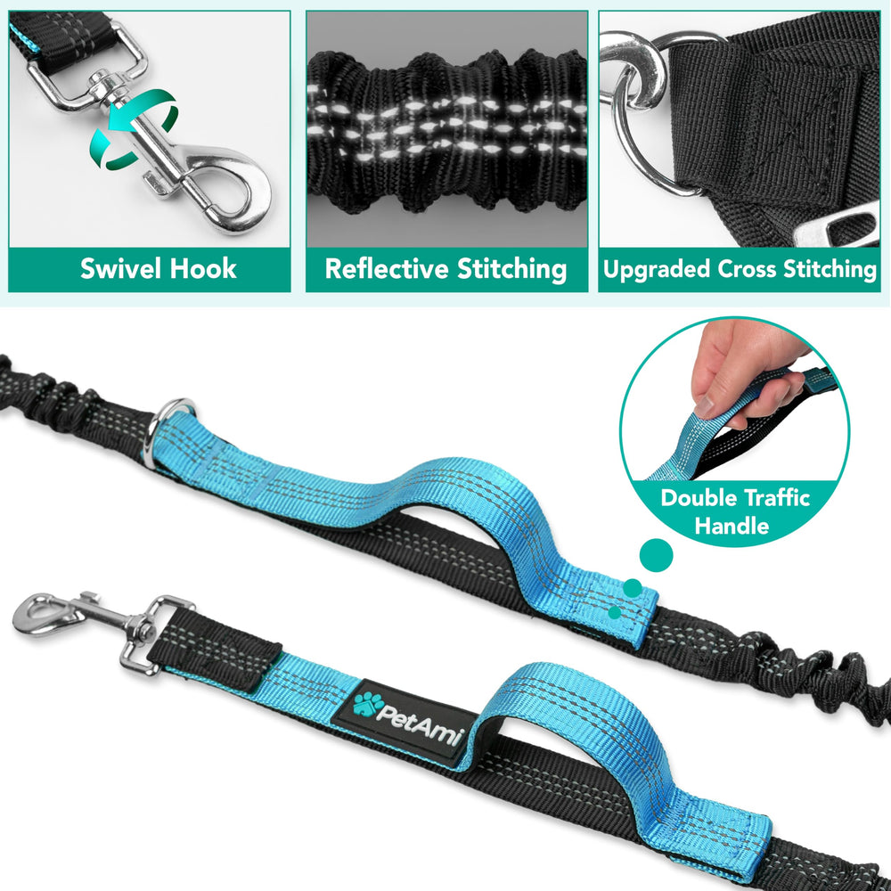 PetAmi adjustable waist belt fits 28-52 inches for comfortable walks.