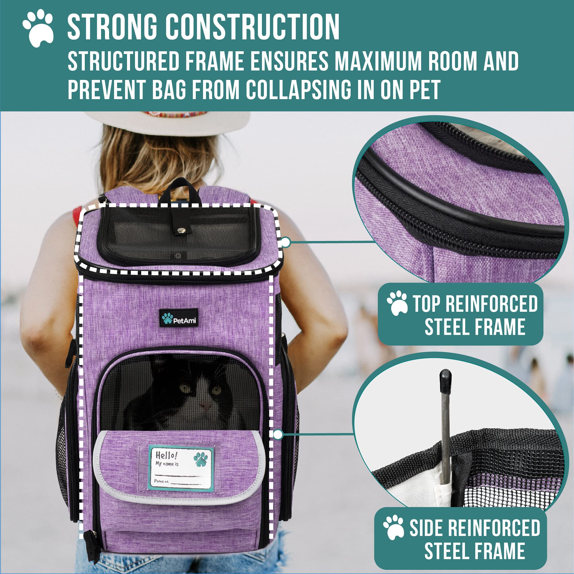 PetAmi airline-approved pet carrier label for travel readiness.