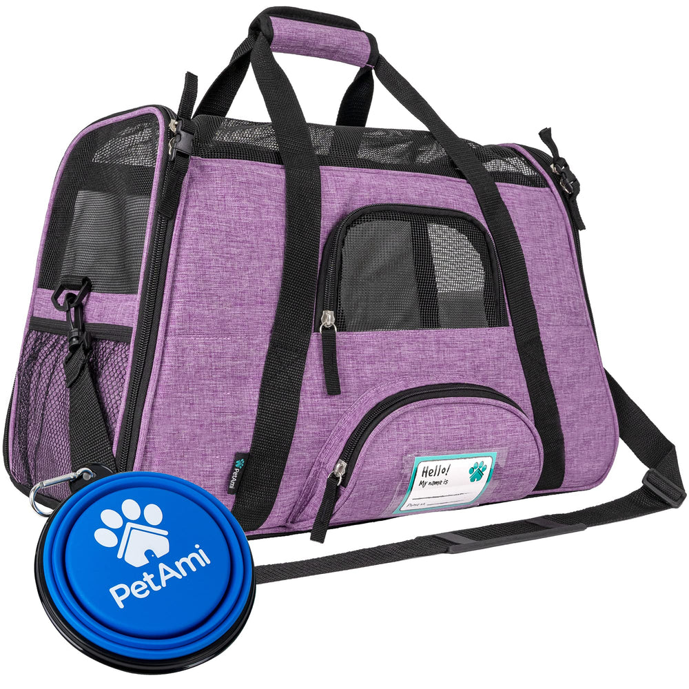 PetAmi airline-approved carrier under seat for easy air travel.