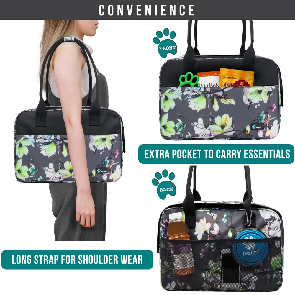 PetAmi airline-approved pet carrier prepared for boarding under seat