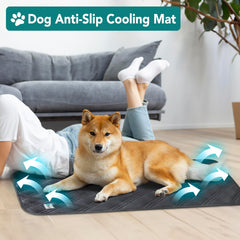 PetAmi anti-slip dog cooling pad stays in place on couches and crates