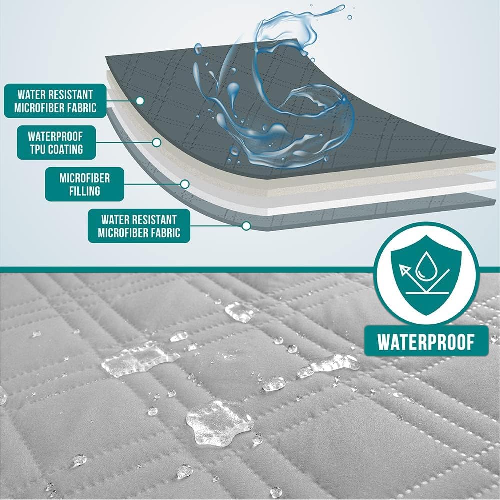 PetAmi anti-slip sofa cover mat demonstrates secure placement for calm lounging.