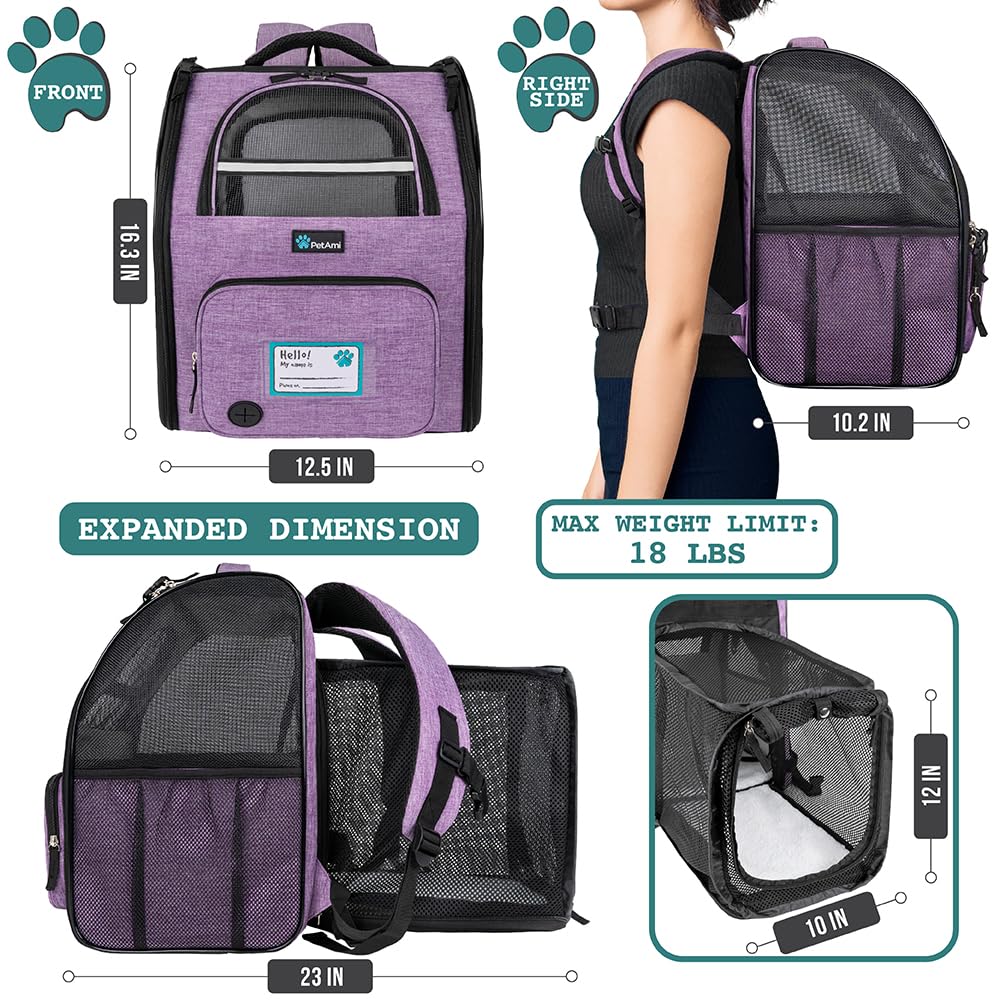 PetAmi backpack airflow-ventilated design with breathable mesh panels