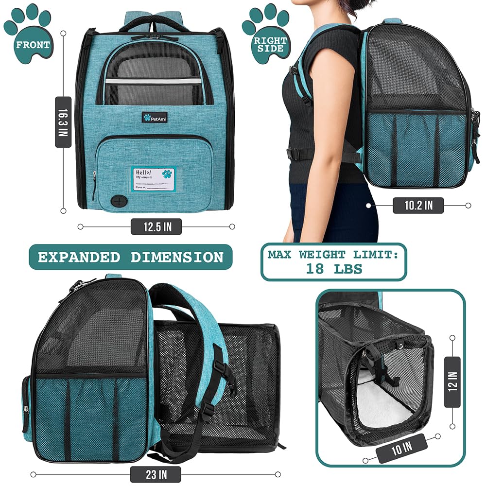 PetAmi backpack carrier three-way entry for quick pet access