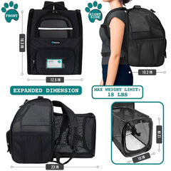PetAmi backpack carrier ventilated mesh window showing airflow for pet comfort