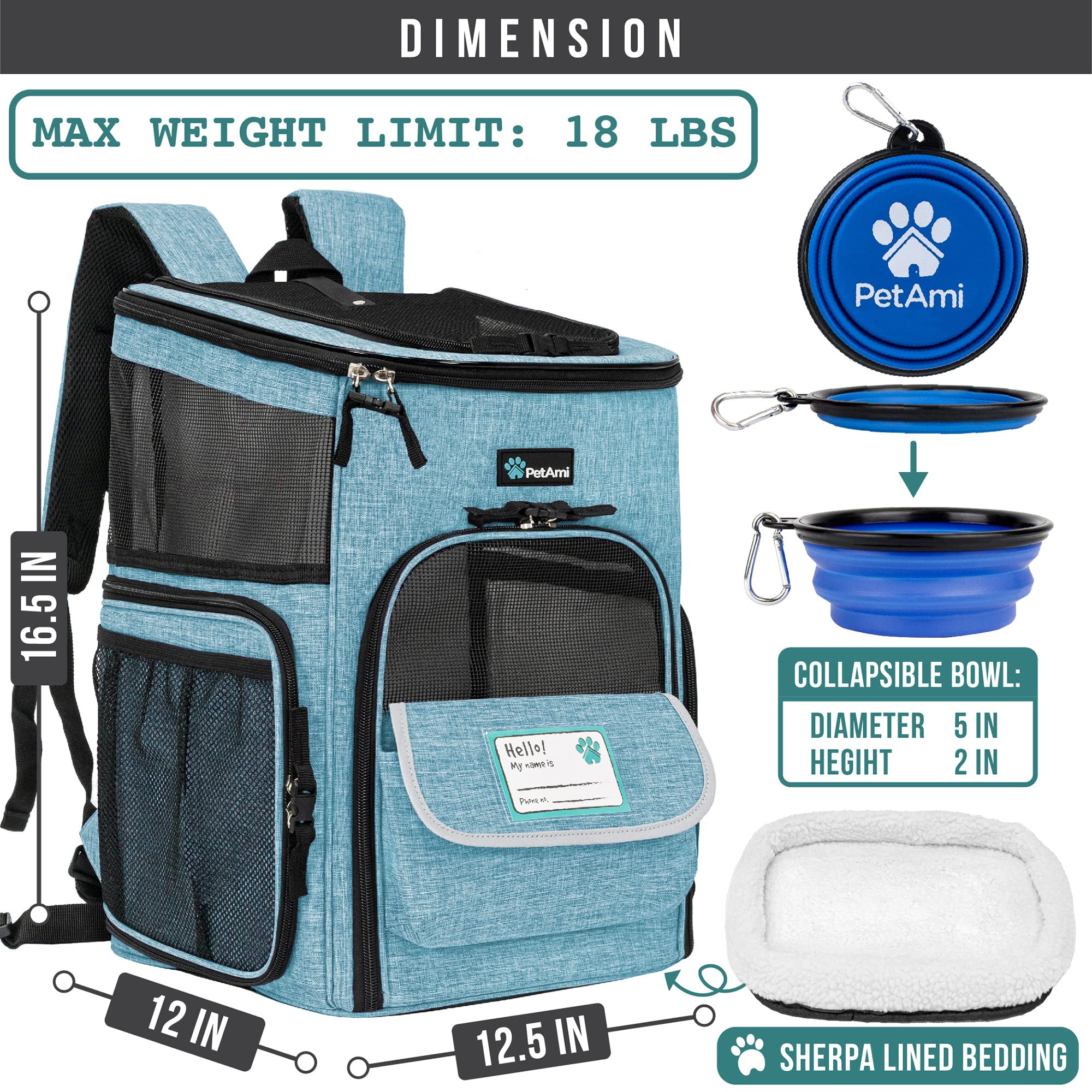 PetAmi carrier includes collapsible bowl for hydration on adventures