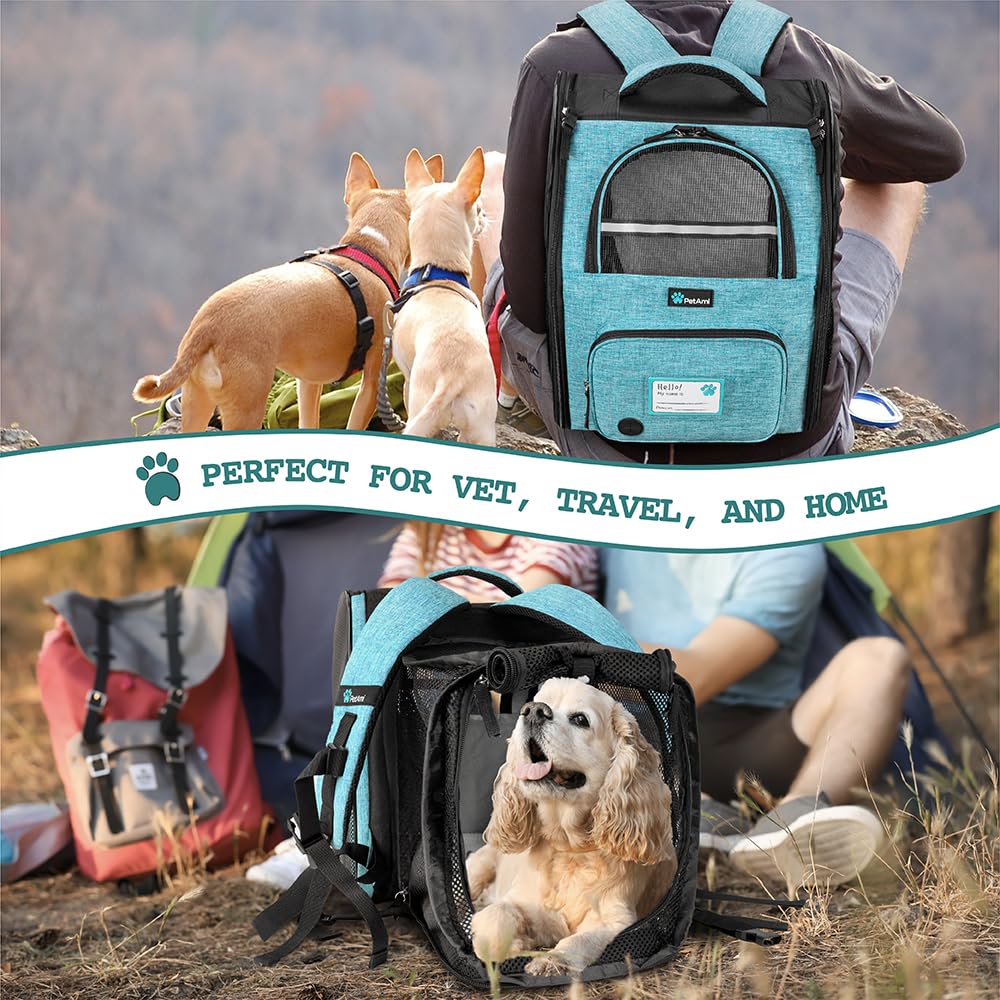 PetAmi carrier includes poop bag dispenser and pockets for essentials
