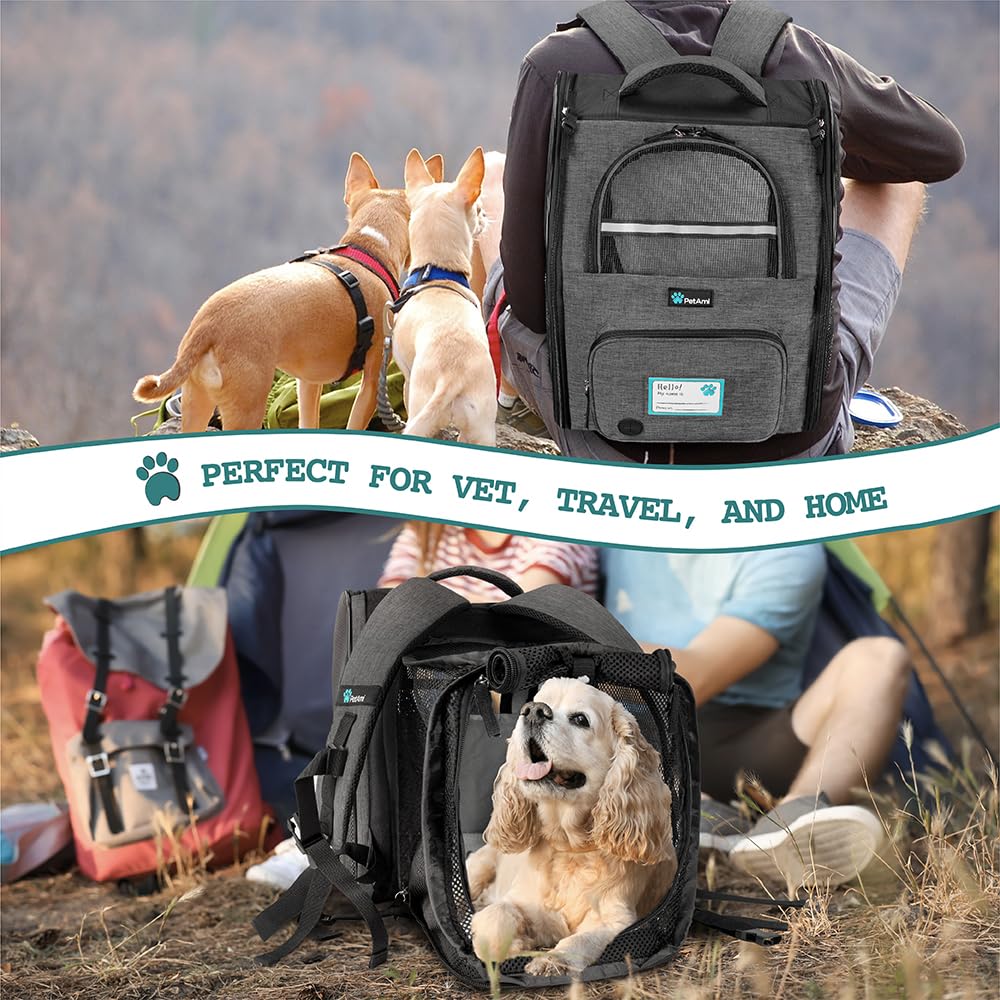 PetAmi front-pocket and side-pockets store treats and essentials