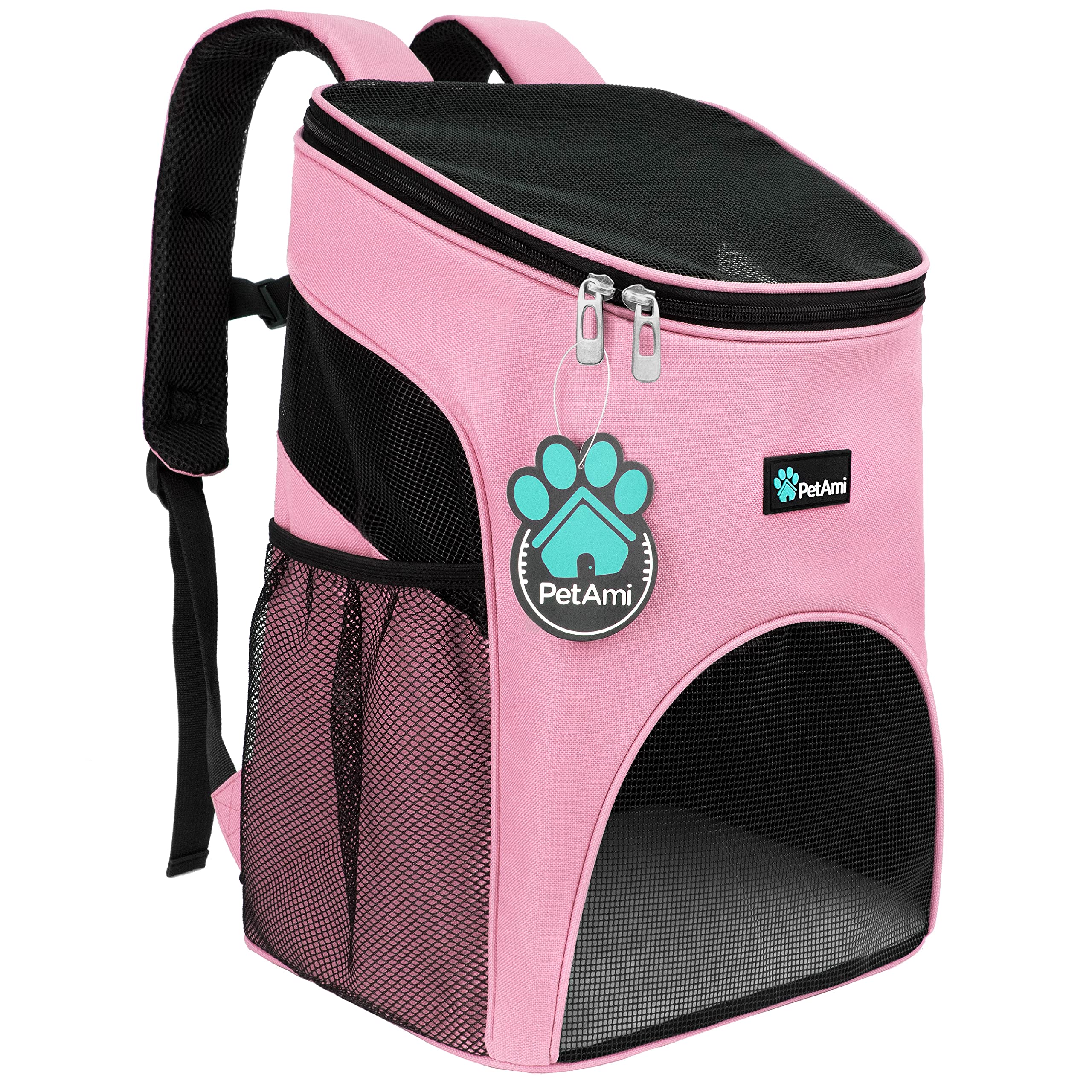 PetAmi backpack ventilated design promotes airflow for pets on hikes