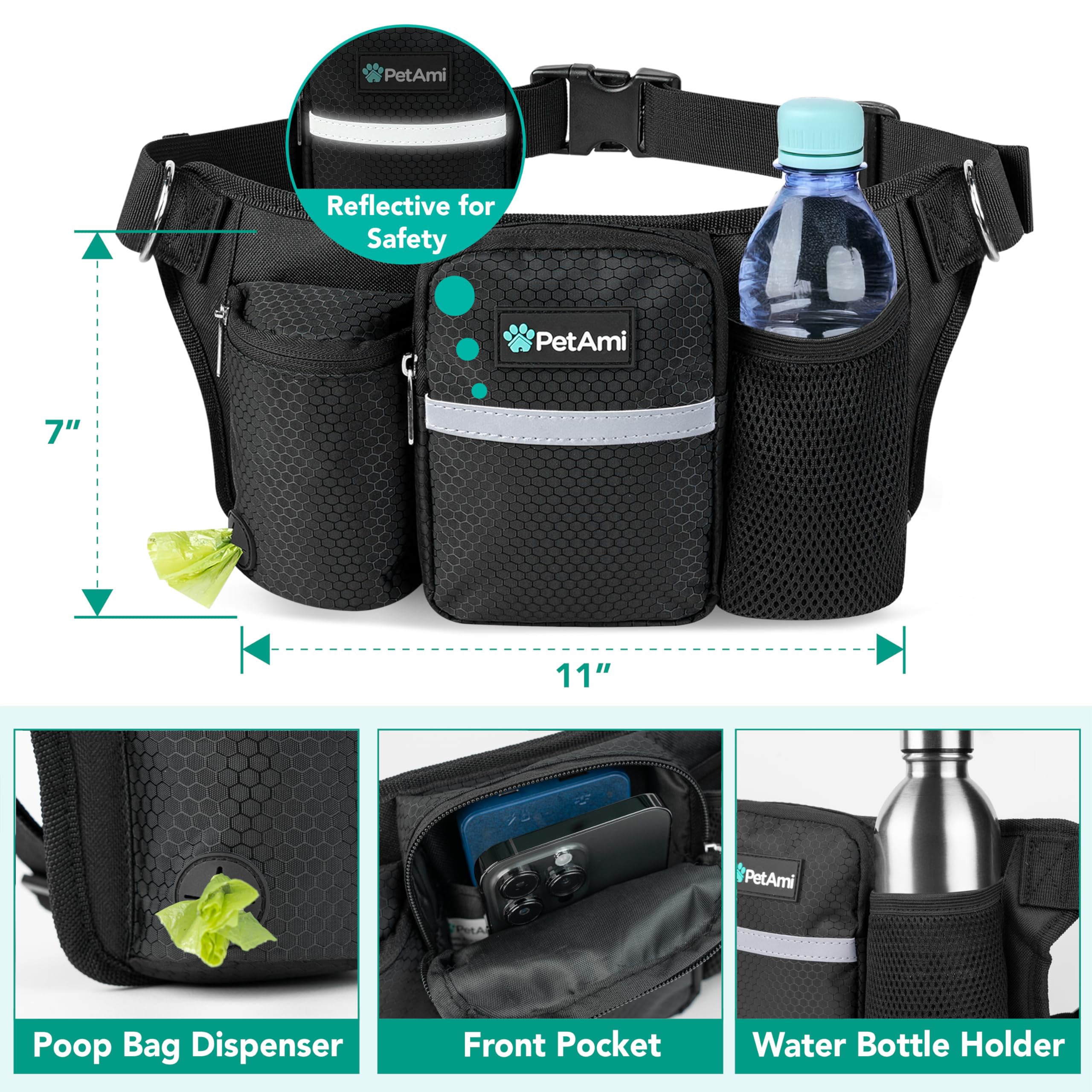 PetAmi bungee leash absorbs pulling for smoother, safer runs.