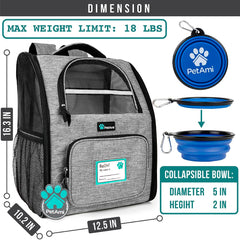 PetAmi cat backpack carrier interior view with breathable mesh and sherpa bed