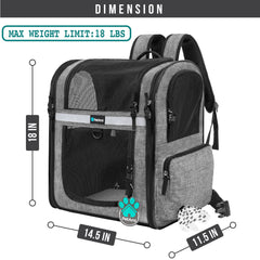 PetAmi cat backpack entry zip emphasizing convenient two-way access for travel