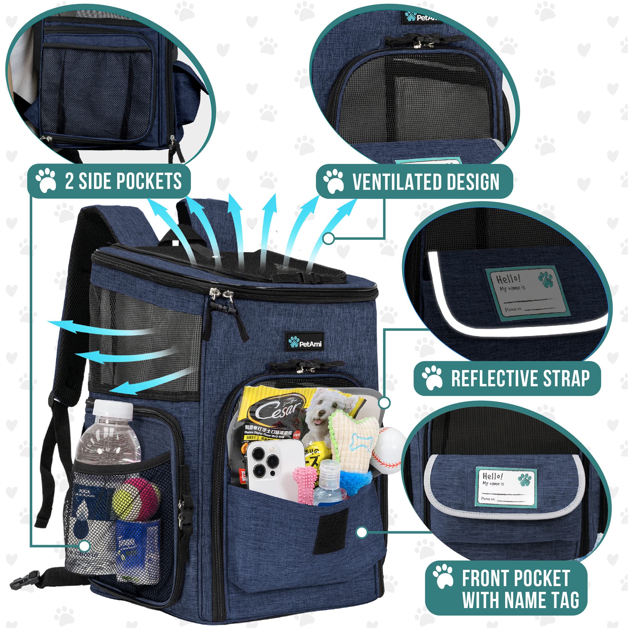 PetAmi cat backpack inside view emphasizes roomy space and easy access for cats