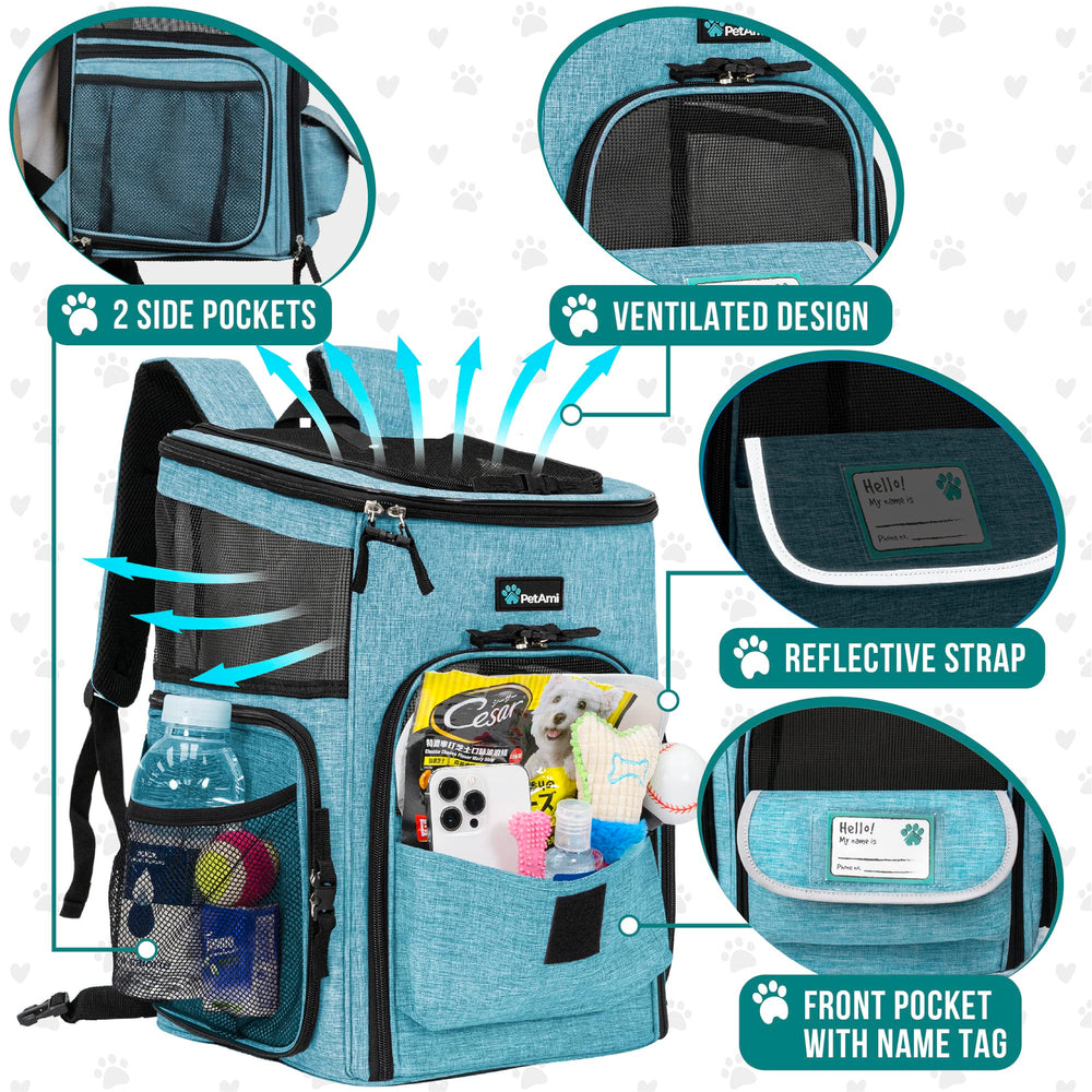 PetAmi cat backpack ventilated side view showing airflow