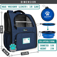 PetAmi cat backpack ventilated window for airflow and better visibility during travel.