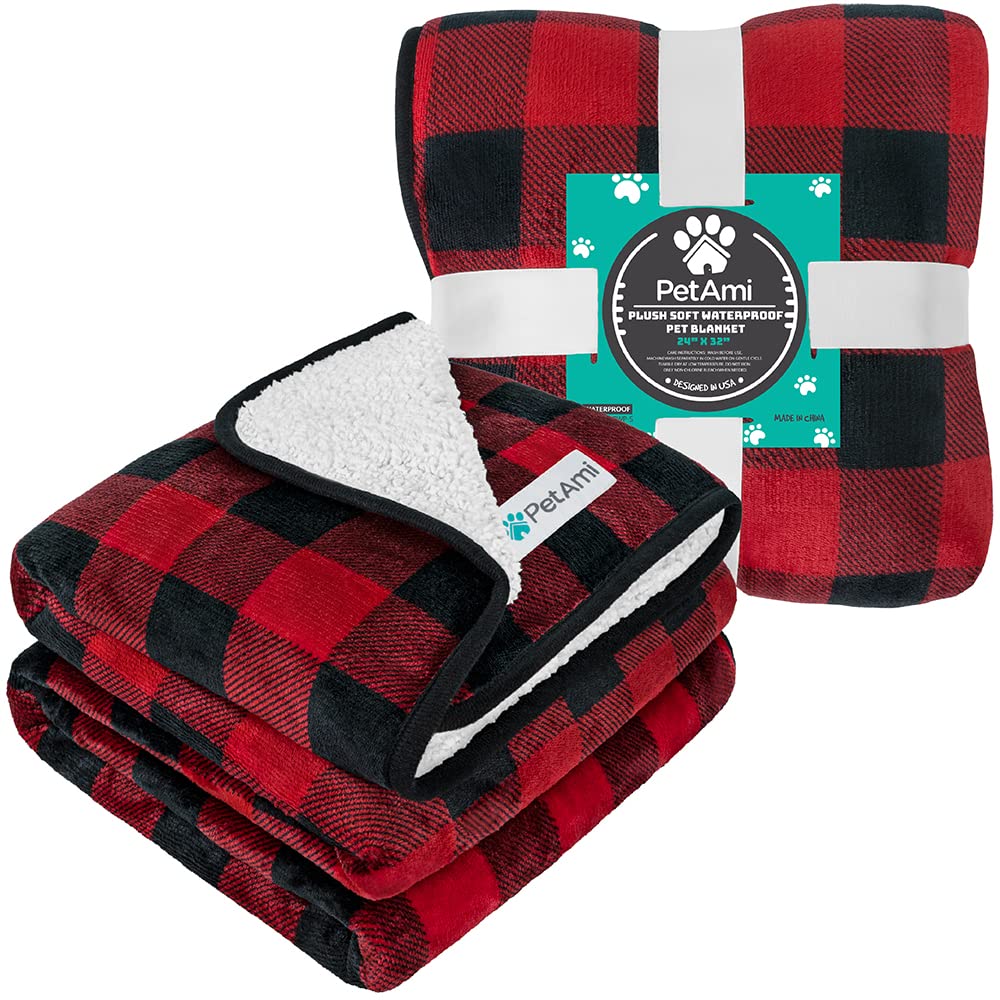 PetAmi checkered red 24x32 blanket for small dogs