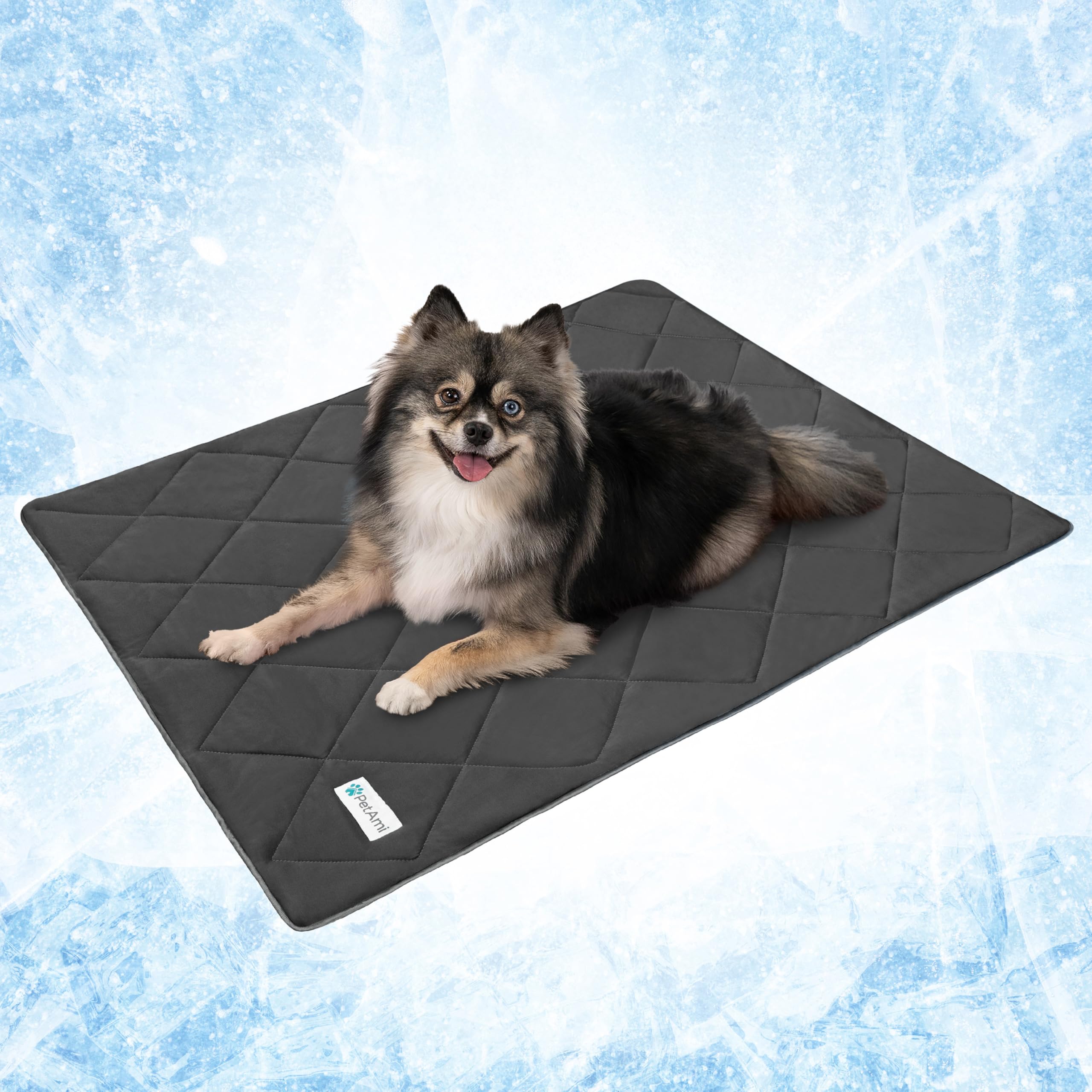 PetAmi cooling blanket on sofa protects furniture and keeps pets comfortable.