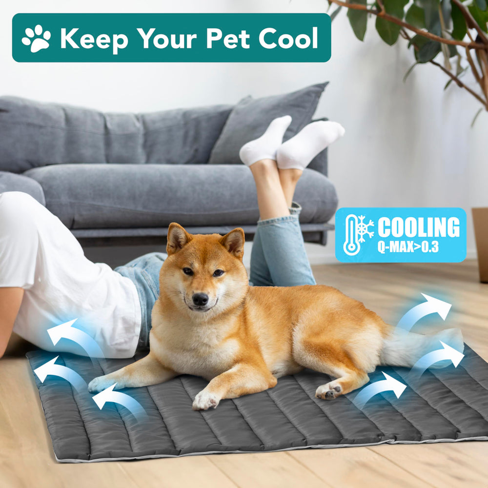 PetAmi cooling mat plush side highlights extra cushioning for lounging and naps.