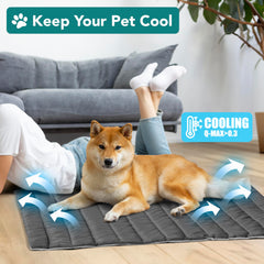 PetAmi cooling mat plush side highlights extra cushioning for lounging and naps.