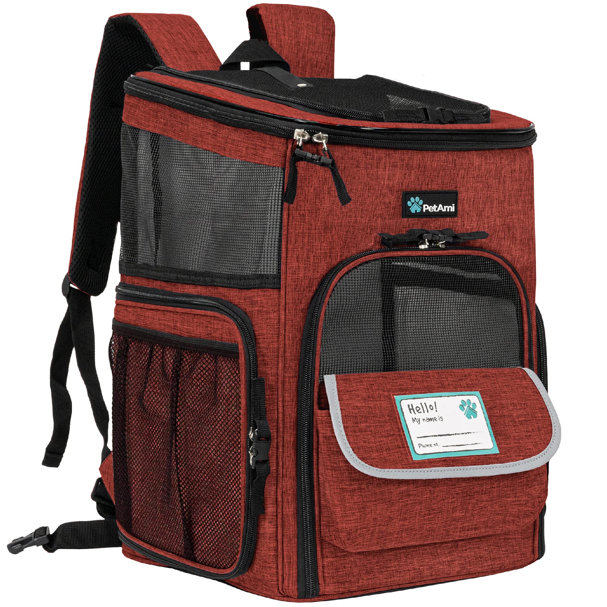 PetAmi dog backpack carrier front view for hands-free travel