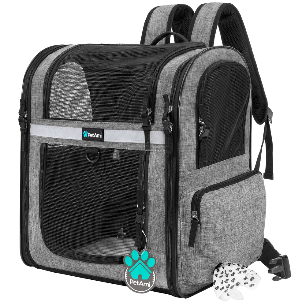 PetAmi dog backpack carrier side view highlighting roomy interior for hikes
