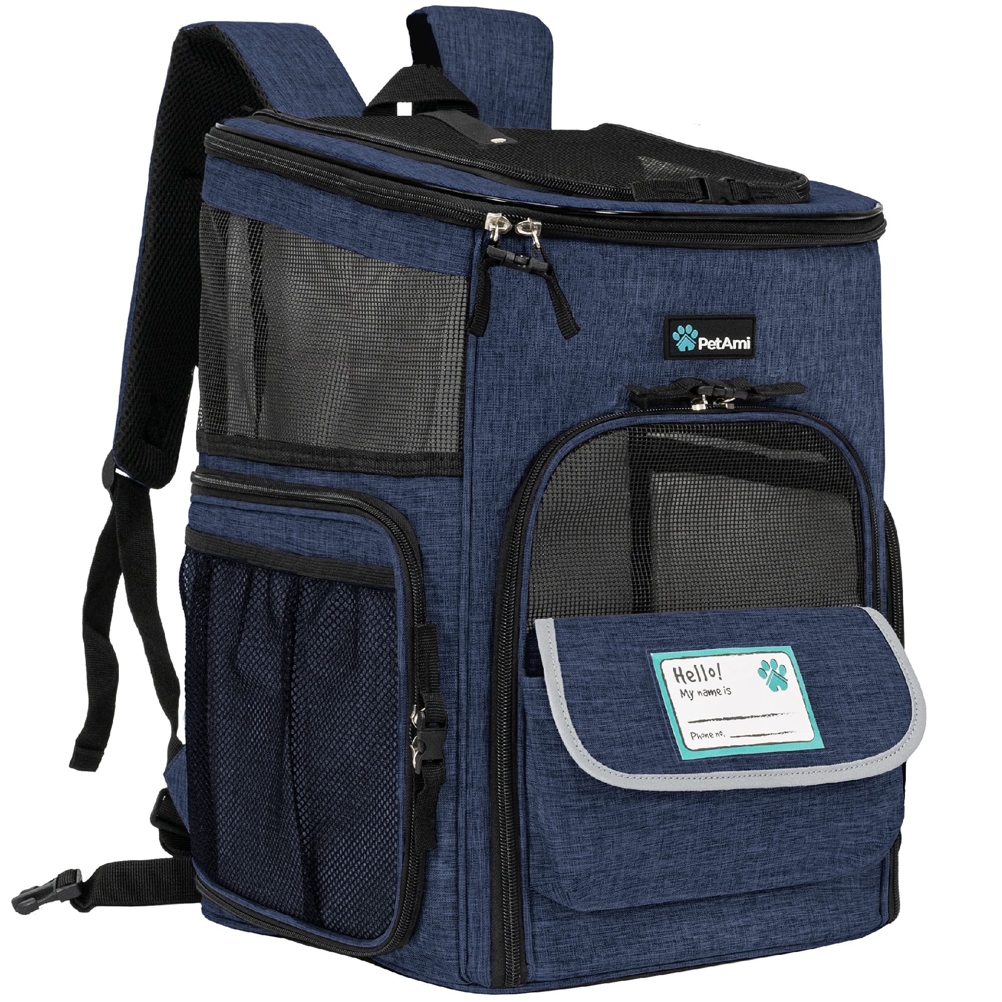 PetAmi dog backpack front view highlights breathable design for comfortable travels