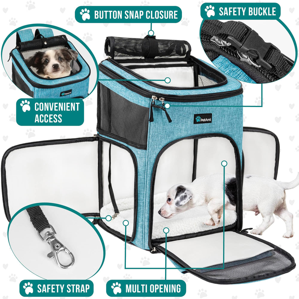 PetAmi dog backpack interior with sherpa bedding cozy rest