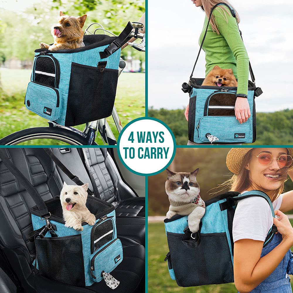PetAmi Dog Bike Basket reinforced-bottom supports pet weight for stable rides.