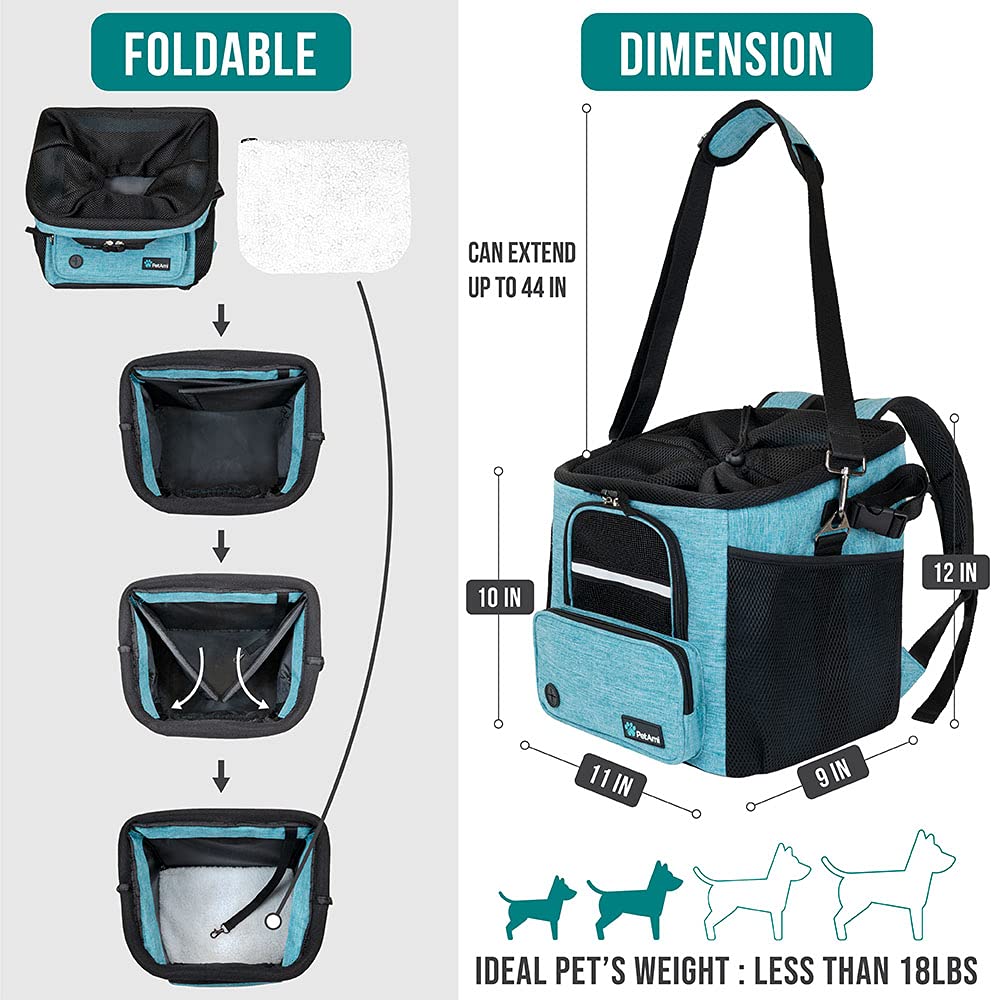 PetAmi Dog Bike Basket side view with pet, highlighting breathable mesh and comfort.