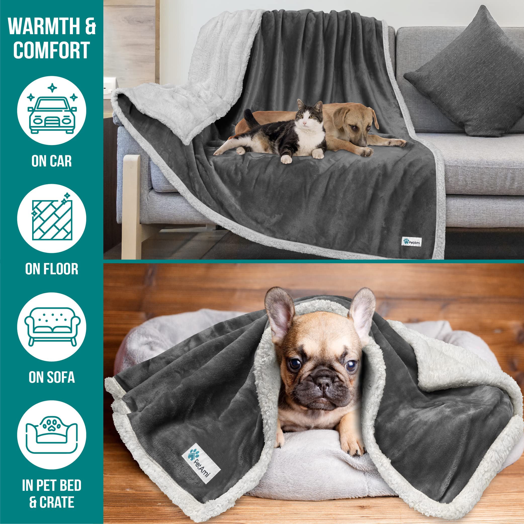 PetAmi dog blanket easy-clean machine washable for quick cleanup