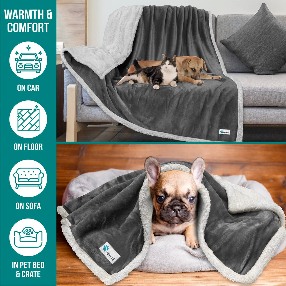 PetAmi dog blanket easy-clean machine washable for quick cleanup