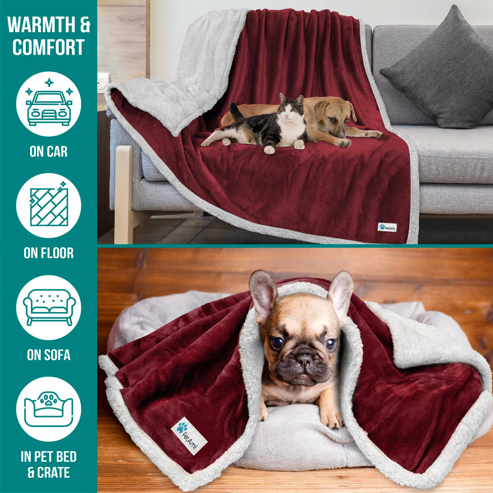 PetAmi dog blanket maroon 40x60 crate-usage keeps crate tidy and comfy.