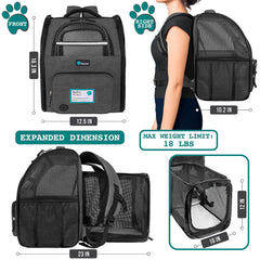 PetAmi dog cat backpack carrier comfortable breathable design highlights ample airflow during hikes