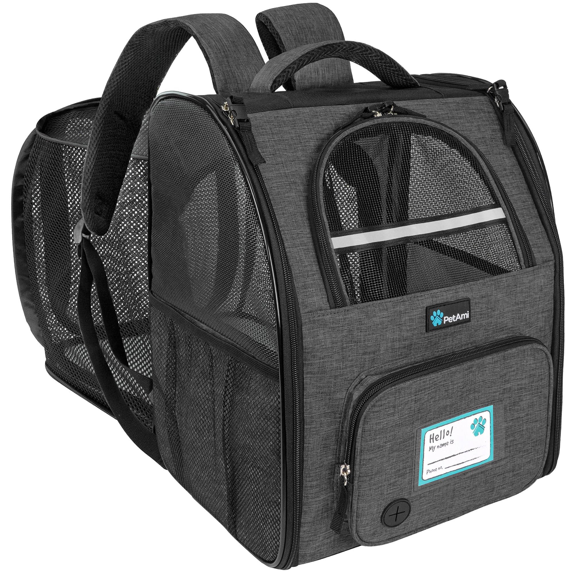 PetAmi dog cat backpack carrier expanded view shows roomy interior for travel comfort