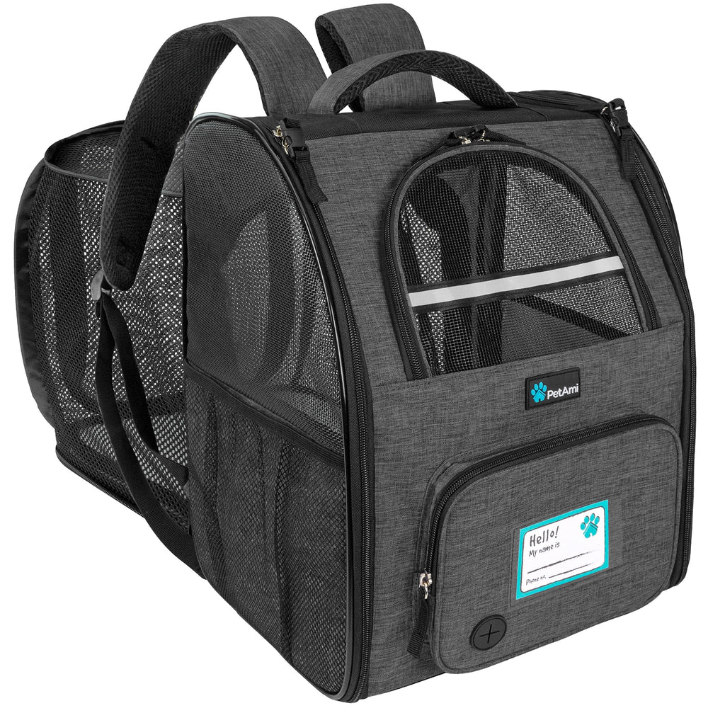 PetAmi dog cat backpack carrier expanded view shows roomy interior for travel comfort