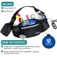 PetAmi fanny pack front pocket for treats and keys during hikes.