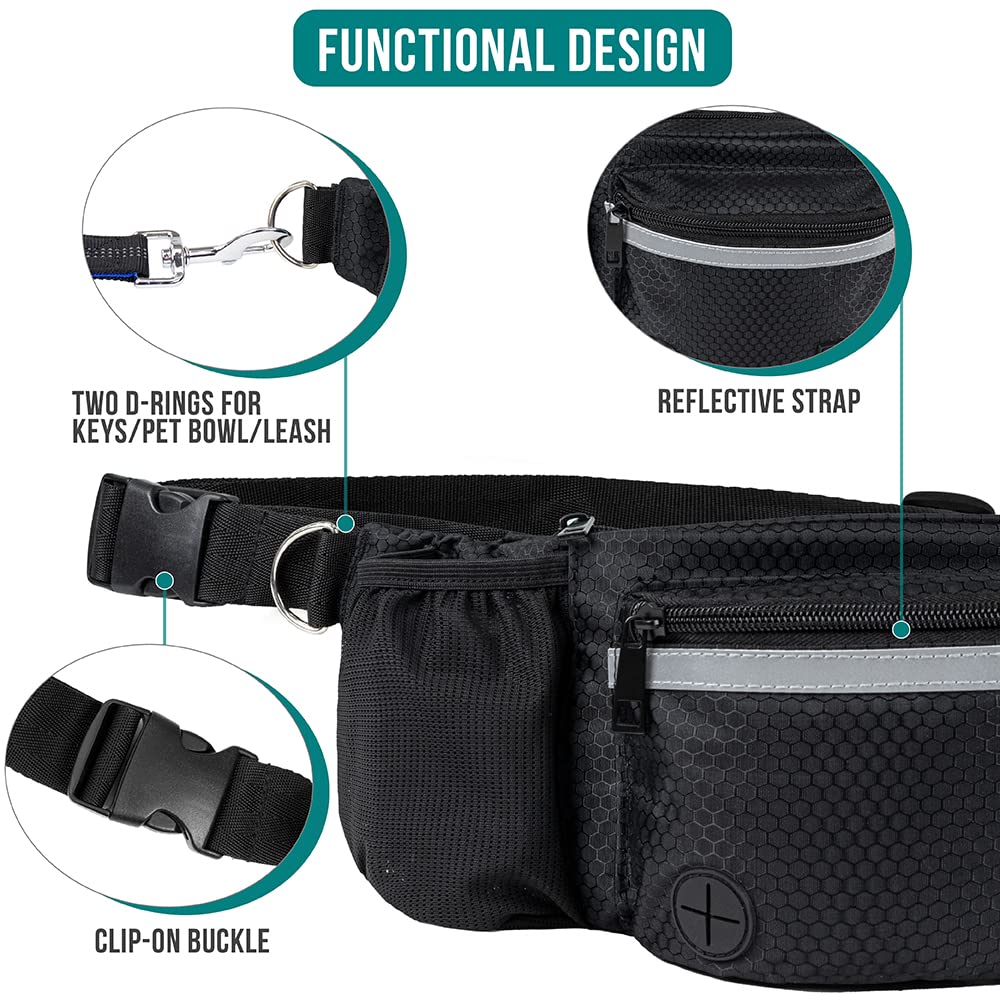 PetAmi fanny pack built-in poop bag dispenser for quick cleanup.