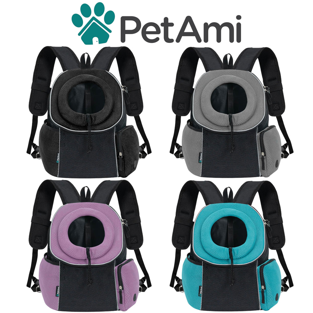 PetAmi dog front carrier in use on a trail, secure and comfortable.